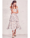 Floral Ruffle Cold-shoulder Dress