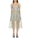 Azalea Embroidered Mesh Chain-Trimmed Dress