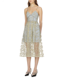 Azalea Embroidered Mesh Chain-Trimmed Dress