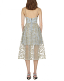 Azalea Embroidered Mesh Chain-Trimmed Dress