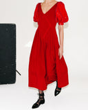 Red Sequin Short Sleeve Midi Dress