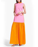 Zo Two-tone Cotton Poplin Maxi Dress
