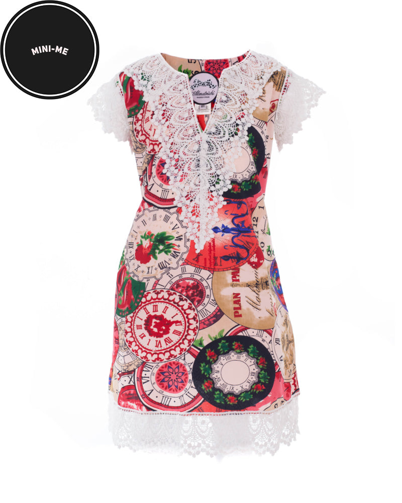 Embroidered Coral and Beige Dress