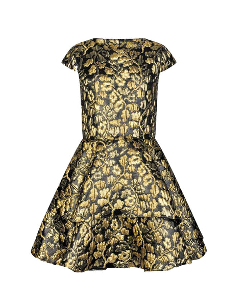 Black and Gold Brocade Dress