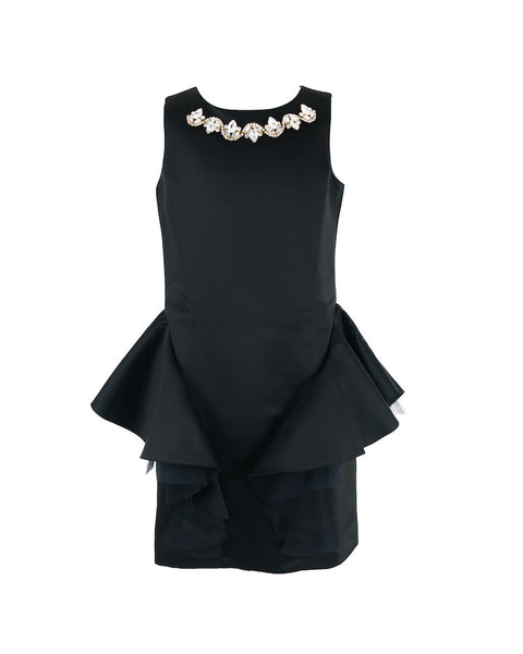 Black Embellished Satin Dress