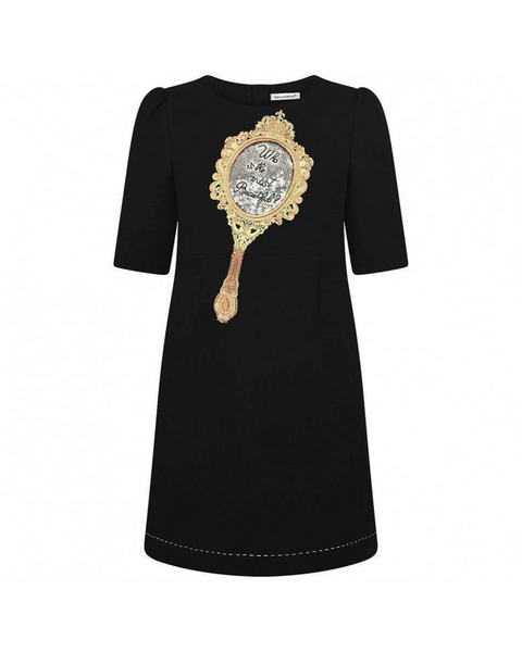 Mirror Embroidered Wool Dress