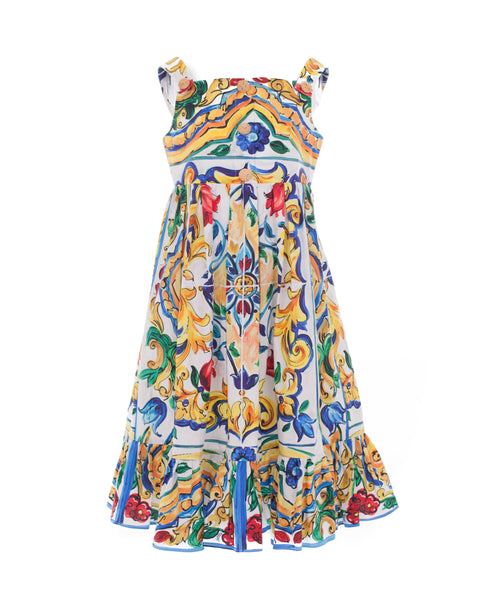 Maiolica Cotton-Poplin Flare Dress