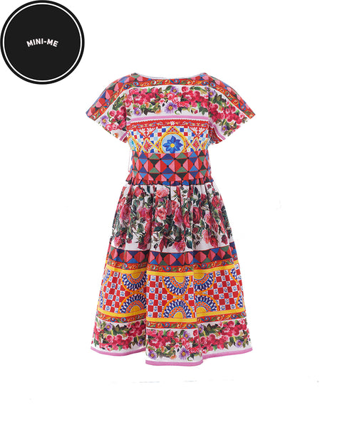 Mini Me Carretto Con Rose Print Dress