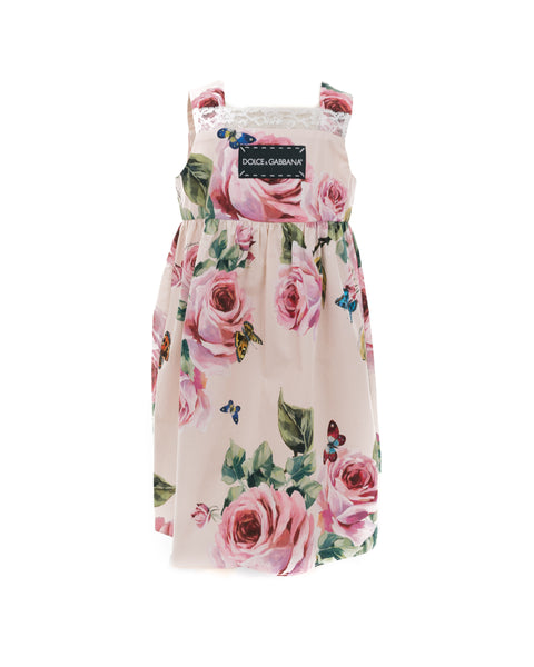Rose Print Cotton-Poplin Dress