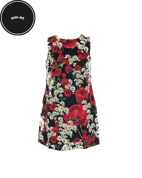 Black Poppy and Daisy Print Shift Dress (7 Years)