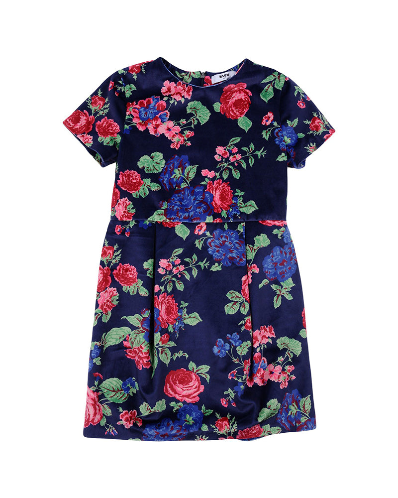 Blue Floral Velvet Dress (12 YEARS)