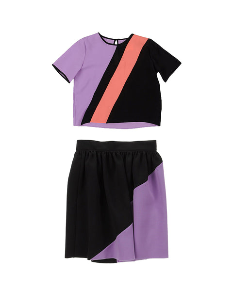 Purple and Coral Colour Block 2-Piece