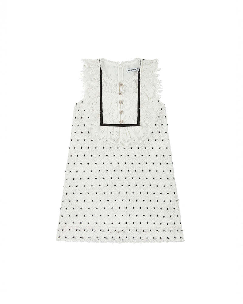 Hibiscus Flower Lace-Bib Mini Dress