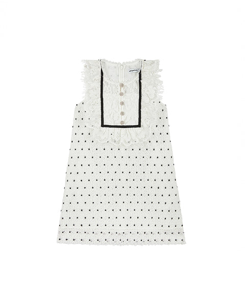 Hibiscus Flower Lace-Bib Mini Dress