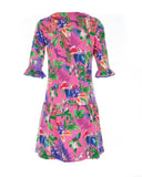 Pleated Pink And Green Dress
