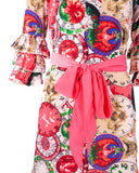 Frilled Coral and Beige Dress