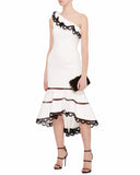 Christie One Shoulder Ruffle-Trimmed Dress