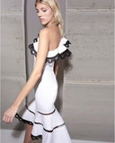 Christie One Shoulder Ruffle-Trimmed Dress