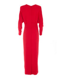 Red Embellished Belted Dress