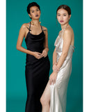 Sofia Crystal-Strap Satin Gown