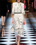 Garden Print Crepe Midi Dress