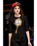 Mirror Embellished Wool-blend Dress