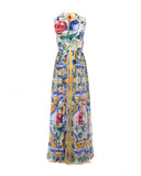 Maiolica Print Slik Maxi Dress