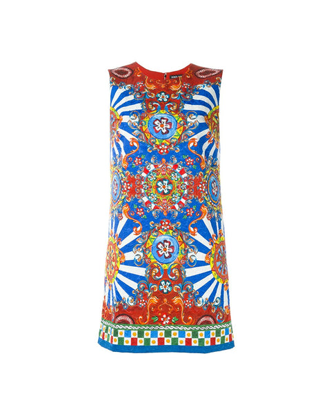 Carretto Printed Mini Me Brocade Dress