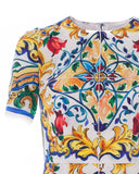 Maiolica Print Slik-Blend Dress