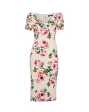 Rose-print Stretch-Cady Dress