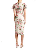 Rose-print Stretch-Cady Dress