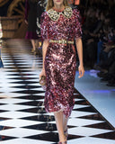 Pink Sequinned Tulle Dress