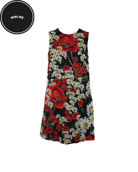 Black Poppy and Daisy Jacquard Dress