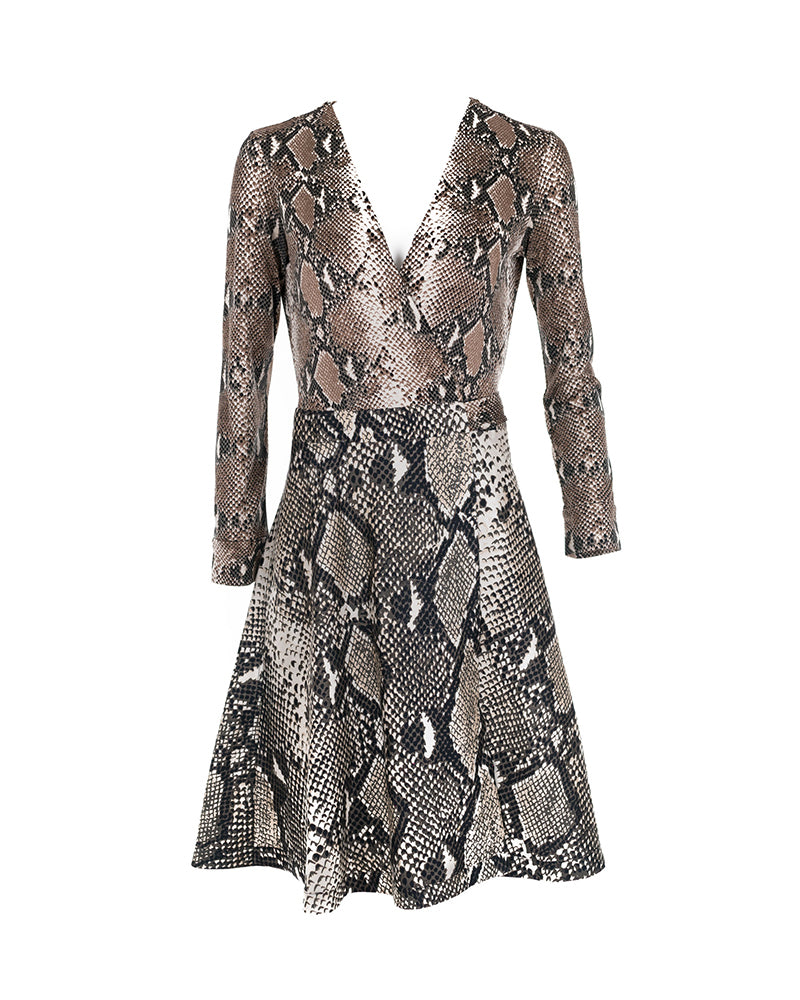 Python Print Silk-Jersey Wrap Dress