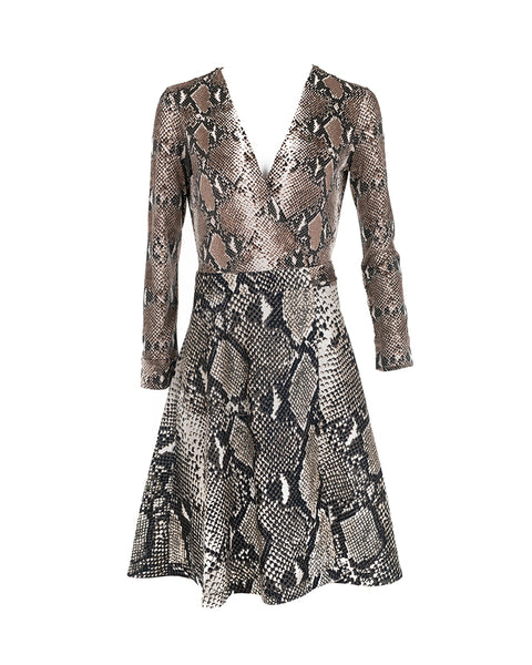 Python Print Silk-Jersey Wrap Dress