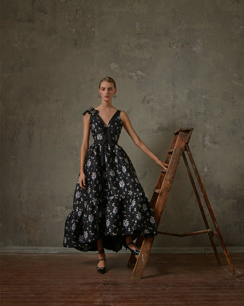 Jacquard-patterned ballgown