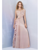 Pleated Georgette Evening Gown