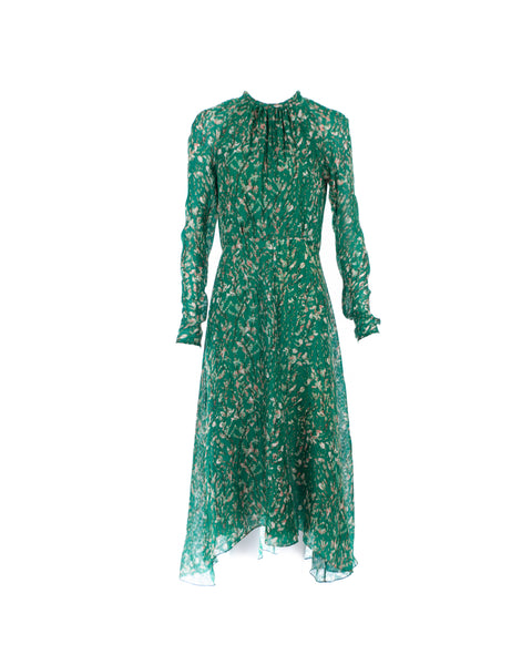 Printed Long-Sleeve Silk Dress