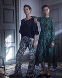 Printed Long-Sleeve Silk Dress