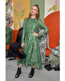 Printed Long-Sleeve Silk Dress