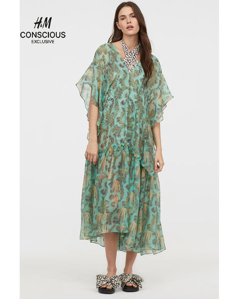 h&m kaftan dress green Women's Green/patterned Beach Kaftan