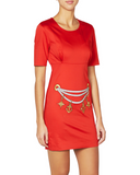 Embroidered Motif Red Dress