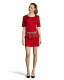 Embroidered Motif Red Dress