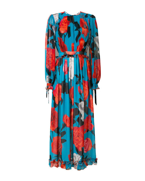 Rose-printed Georgette Gown