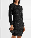 Embellished Tulle Paneled Chiffon Dress
