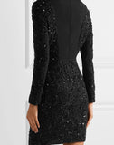 Embellished Tulle Paneled Chiffon Dress