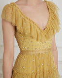 Sunburst Yellow Embellished Tulle Gown