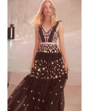 Embroidered Tulle Ditsy Floral Gown