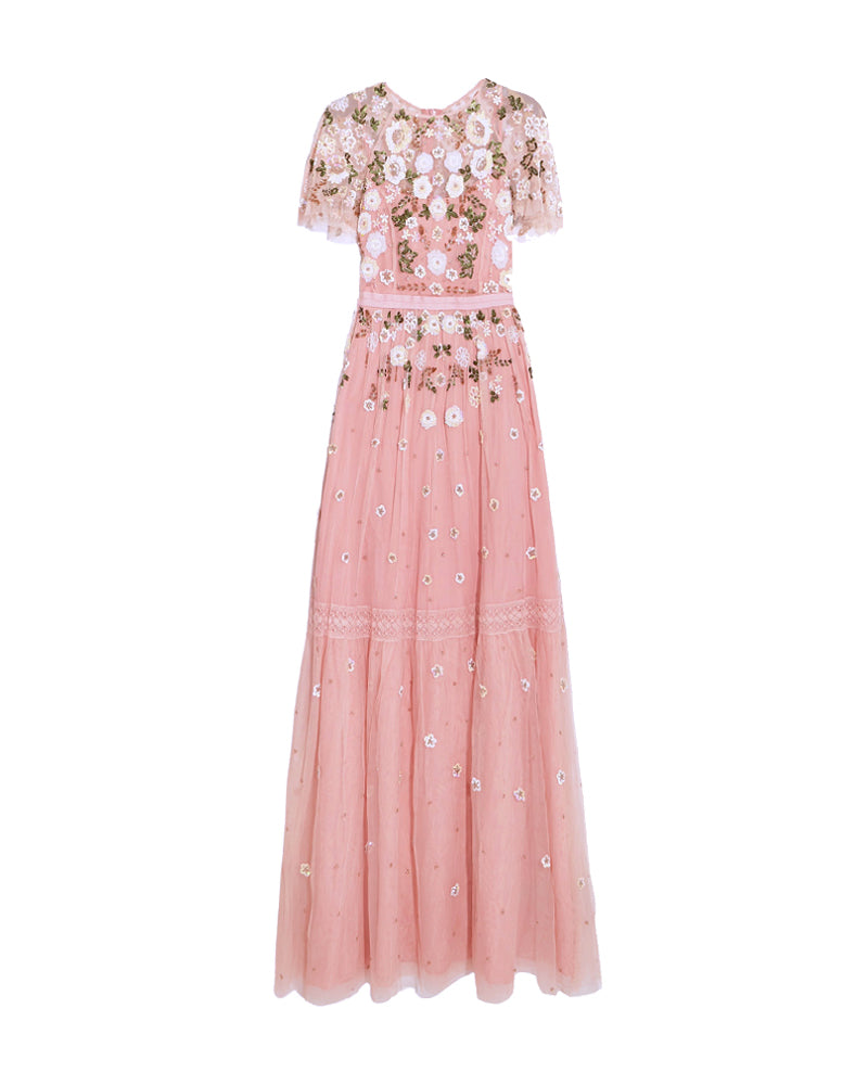 Floral Shimmer Embellished Gown