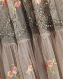 Floral Embroidered Sequin Long-sleeved Gown